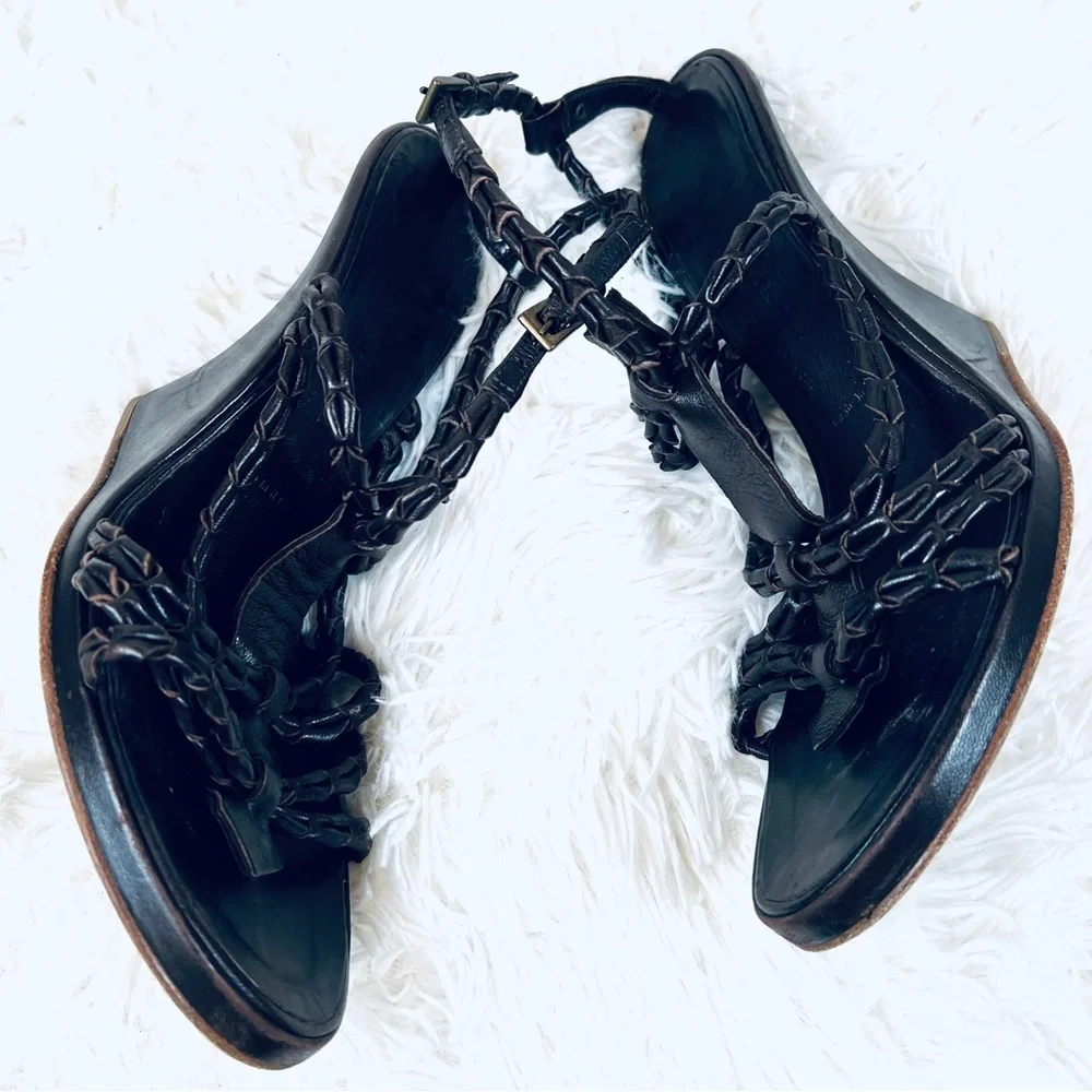 Sigerson Morrison Brown Strappy LEATHER Wedge Shoe